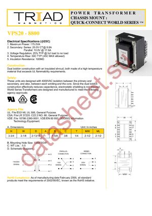 VPS20-8800 datasheet  